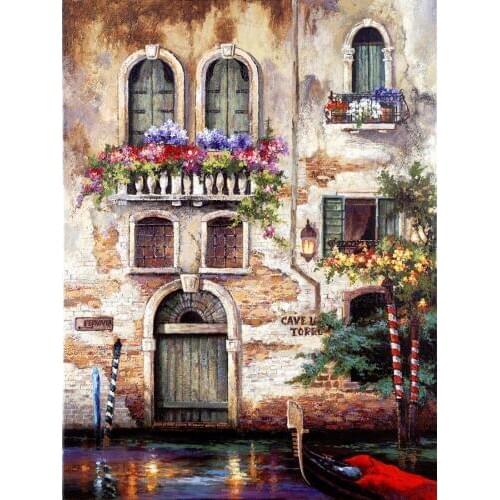 Hand painted oil paintings garden Landscapes Door to Italy canvas art for wall decor
