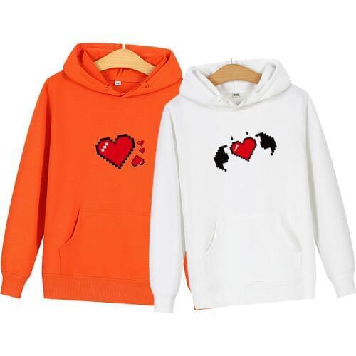 Couple Hoodie Harajuku Womens Sweatshirt and Hoody Oversize K Pop Love Heart Print Hoodies Casual Pullover Men Sudadera Mujer