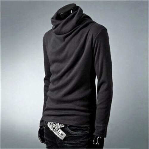 Streetwear Men Tshirt Autumn High collar Long Sleeve T Shirt Mens Cotton