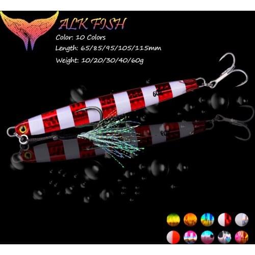 WALK FISH 1PCS Jig Fishing Lure 10g/20g/30g/40g/60g Iron Plate Fishing Baits Luminous Winter Ice Metal Long Shot Baits