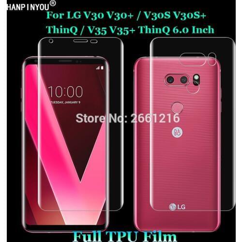 For LG V30 V30S V35 Plus ThinQ 2Pcs= Front + Back Slim Full Cover Edge to Edge Soft TPU Film Explosion-proof Screen Protector