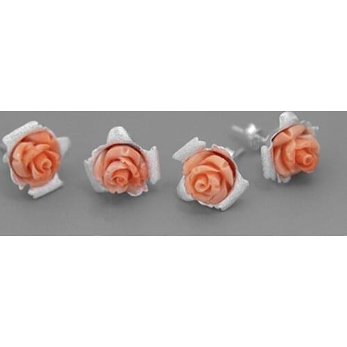 S.EAST SUN 925 Sterling Silver Handmade Coral Rose Earrings are suitable for womens party gifts and jewelry accessories