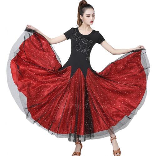 Women Dancing Dress Gypsy Flamenco Bullfight Ballroom Stage Costume Elegant Sequin Mesh Classical Modern Waltz Swing Dresses