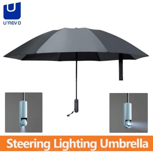 UREVO Steering Lighting Umbrella Reverse Folding LED Anti-UV Wind-resistant Sunny Rain Automatic umbrella