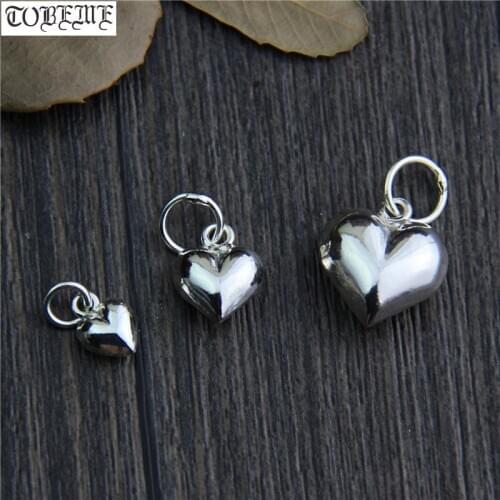 100% 925 Silver Heart Charm DIY Bracelet Heart-shape Charms Jewelry Findings Mini Heart Pendant DIY Jewelry Charm