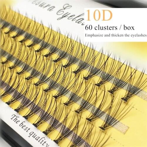 2021 60 cluster/box 3D lashes 0.07/0.1 thick individual eyelash extension 10D cluster eyelash natural false eyelashes wholesale