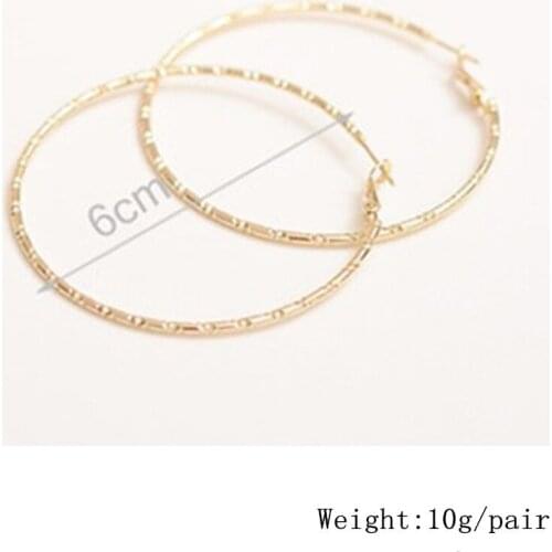 6cm Fashion Large Round Alloy Earrings For Women Carved Jewelry