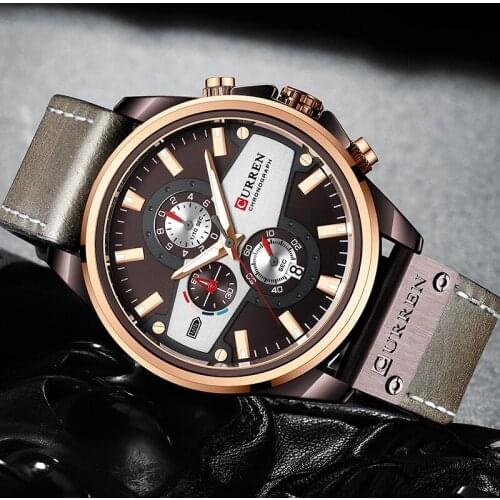 CURREN Man Watches Top Brand Luxury Quartz Watch Sport Leather Fashion Casual Wristwatch Clock for Male Chronograph Reloj Hombre