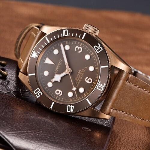 Corgeut 41mm Luxury Top Brand Sport Sapphire Glass Sterile Coffee Dial PVD Mechanical Male Clock Japan NH35 Automatic Men Watch