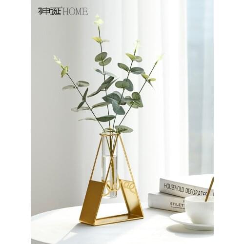 Flower Nordic Minimalist Modern Vase Geometric Test Tube Glass Wall Hanging Vase Hydroponics Transparent Florero Decor EL50VA