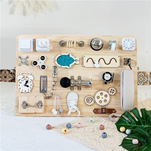 Montessori Baby Toys Children Busy Board Accessories Toys DIY Wooden Sensory Activity Board Teaching Aids For Fine Motor Skills