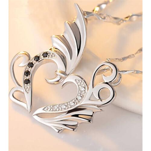 Hot New Fashion Sale Hot Silver Color Couple Lover Pendant Angel Necklace Men Women Jewelry The Best Gift For Your Friend