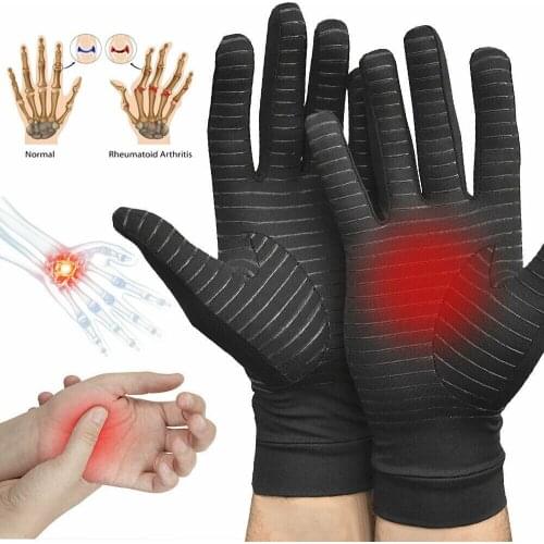 Copper fiber full knuckle pain relief health care compression gloves wrist support for both men and women