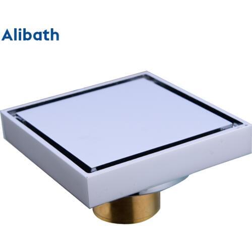 Brass Shower Drain Bathroom Floor Drain Tile Insert Square Anti-odor Floor Waste Grates 100X100 Chrome