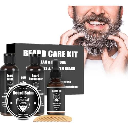 Beard Care Kit For Men Beard Shampoo & Grooming Set For Facial Hair Growth With Conditioner Oil Balm &Comb Mustache Clean&Wash