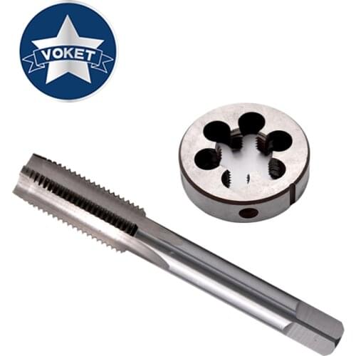 HSS 2pcs Metric Screw hand tap and die Set suit M14 M15 M16 M17 M18 M19 M20X0.5/0.75/1/1.25 Fine thread round dies taps Set