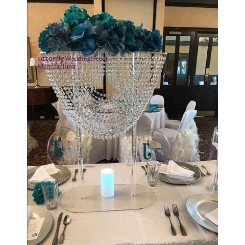2022 New crystal Table Centerpiece acrylic Flower Stand Wedding Centerpiece Party Decoration 80 cm Tall