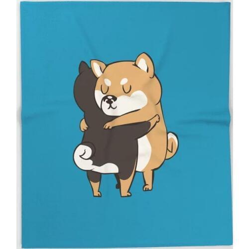 Dog Shiba Inu Cartoon Throw Blanket Cute Kids Design Shiba Inu Hugs Blankets for Beds Christmas Decorations for Home