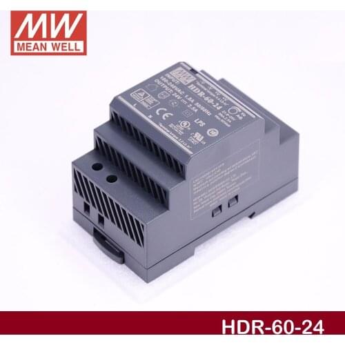 Original MEAN WELL HDR-60-24 24V 60W 2.5A meanwell step shape DIN Rail power supply 86-264VAC input 24V DC power supply CE UL CB