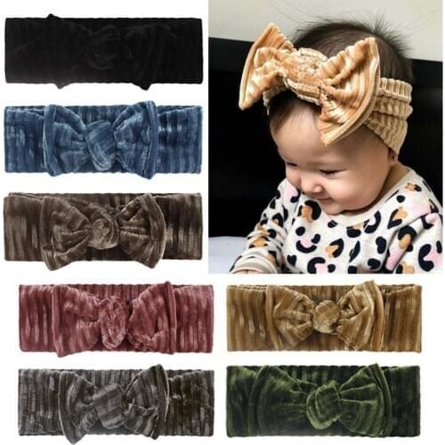 2020 Brand New Newborn Toddler Baby Girls Head Wrap Big Bow Knot velet Turban Headband Hair Accessories Baby Gifts