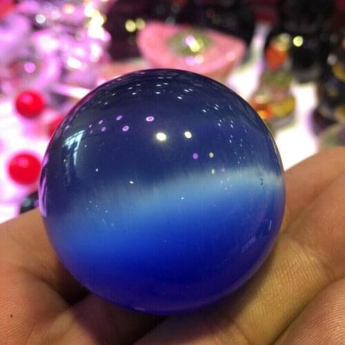 Rare natural quartz blue cat eye crystal therapeutic sphere
