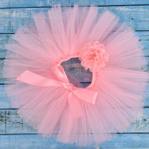 Baby Pink Solid Baby Girls Fluffy Tutu Skirt & Headband Set Newborn Photo Prop Costume Infant Birthday Tulle Tutus For 0-12M