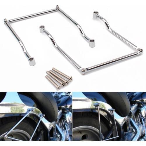 1set Chrome Steel Saddle Bag Support Adjustable Bar Bracket Mount For Yamaha V-Star Dragstar 400 650 Classic & V-star XVS1100