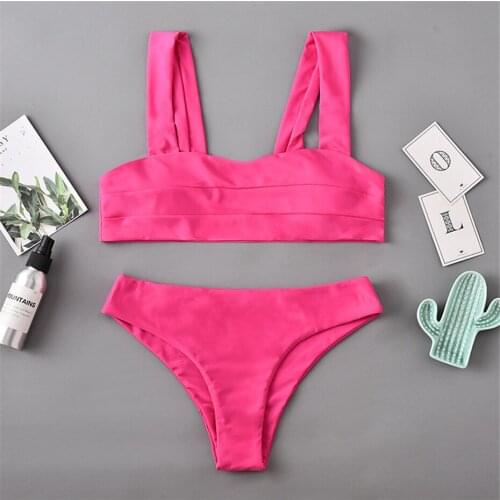 Sexy Solid Bikini Bathing Suit Two-Piece Bikinis Set Swimwear Women Summer Beach Wear Female Swimsuit Brazilian Biquinis Mujer