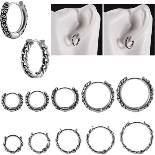1PCS 20G 8mm/10mm/12mm/14mm/16mm Surgical Steel Hoop Earrings Relief Simple Round Helix Tragus Daith Conch Ear Piercing Jewelry