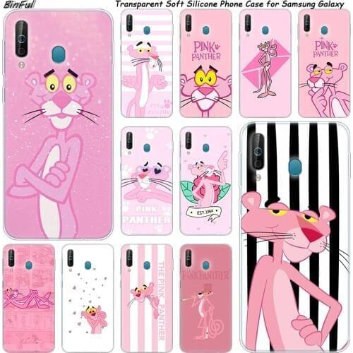 Cute cartoon Pink Panther Silicone Phone Case For Samsung Galaxy A80 A70 A60 A50 A40 A40S A30 A20E A2CORE M40 Note 10 Plus 9 8 5