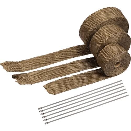 5cm*5M 10M 15M Exhaust Heat Wrap Roll for Motorcycle Fiberglass Heat Shield Tape with Stainless Ties Black Titan White