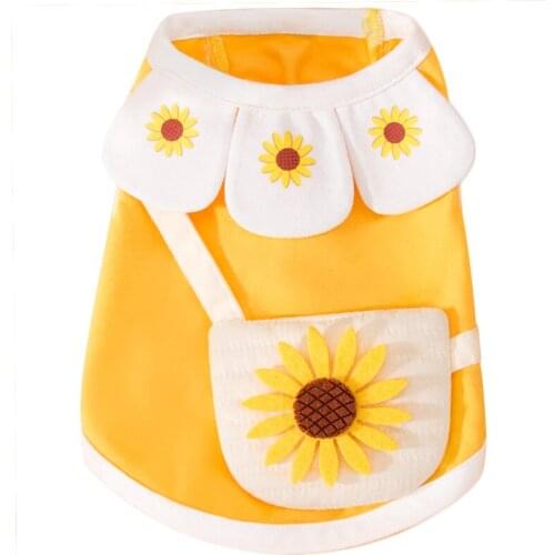 Spring and summer thin puppy dog vest two-legged T-shirt petal collar shoulder bag cat two-legged pet clothes