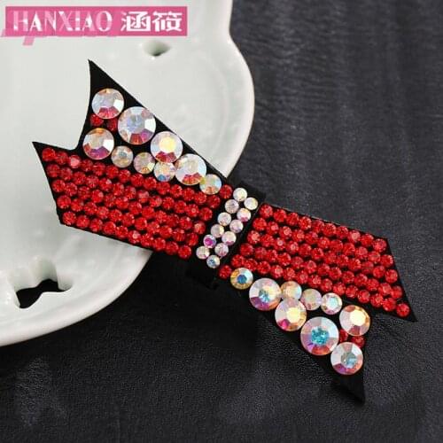 Bow hair clip Korean headdress duckling clip super flash leather full of drill front clip pill head plate hair card word clip