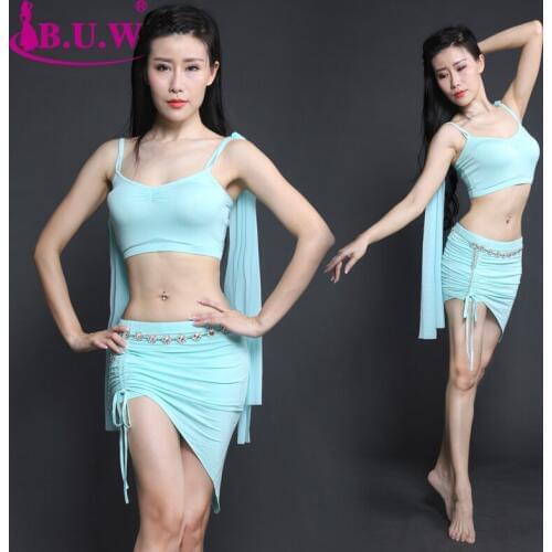 2018 New B.U.W branded Womens belly dance set costume belly dancing clothes bellydance Top+skirt suits 8169