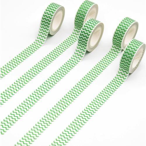 1 PCS Bright Green Waves Washi Tape Pattern Masking Tape Decorative Scrapbooking DIY Office Adhesive Tape 15mm*10m