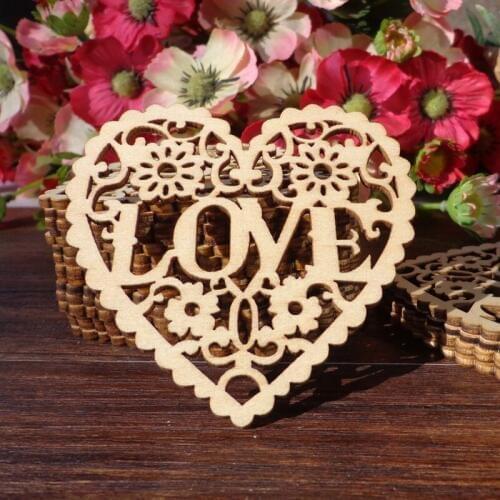10pcs Heart Shape Love Flower Wood Gift Tags Bookmark Wooden Message Hang Tag Cards Note Price Lable 8x8cm