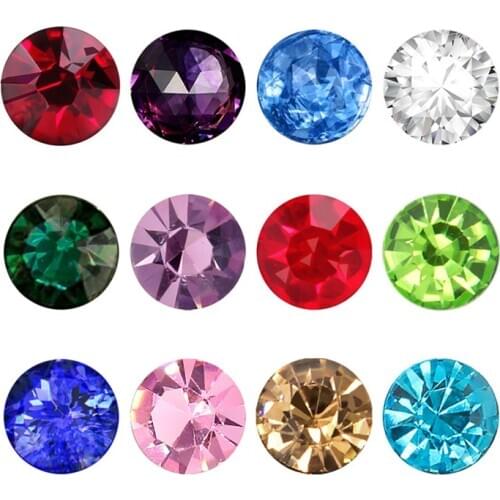 12pcs 3mm 4mm 5mm Round Glass Birthstone Charms Fit Floating Memory Living Locket Women DIY Jewelry Making