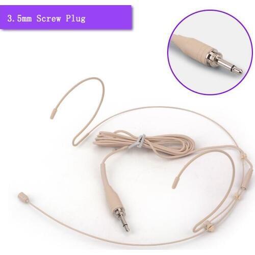 3.5mm Screw Thread Plug Earhook Headworn Headset Microphone Headband Mic For FM Karaoke Wireless Bodypack Transmitter