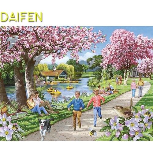 Full Square Diamond embroidery Cross stitch Bird man flower lake DIY Diamond painting Full Round Diamond mosaic Bird man flower