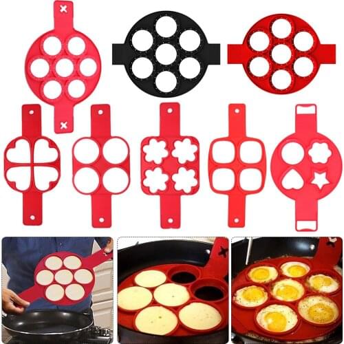4/7 Holes Pancake Maker Nonstick Cooking Tool Round Heart Pancake Maker Egg Cooker Pan Eggs Mold Kitchen Baking Accessories