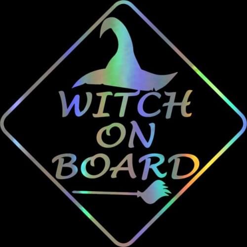 Car Stickers Decor Motorcycle Decals WITCH ON BOARD Decorative Accessories Creative Sunscreen Waterproof PVC, 14cm*14cm