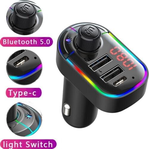 Konrisa Bluetooth 5.0 FM Transmitter Car Kit MP3 Modulator Player Wireless Handsfree Audio Receiver Dual USB Fast Charger