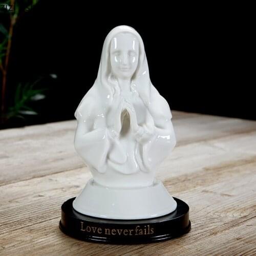 White Ceramic Statue Our Lady Devout Worship Portrait Sculpture Church Wedding Gifts Porcelain Figurines Modern Home Decoration