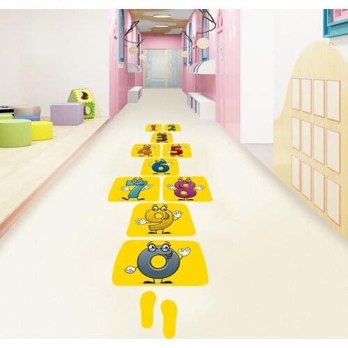 Digital jumping grid game stickers preschool education institution childrens room study decoration wall stickers