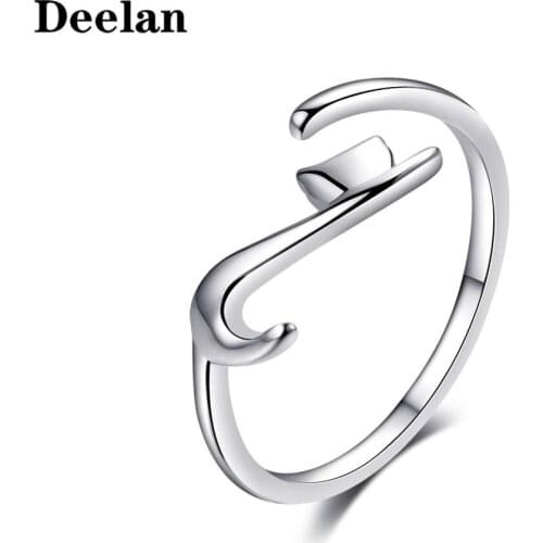 DEELAN luxury brand rings For Women Girls Silver Color fashion Band finger Adjustable Ring valentines day birthday party jewelry