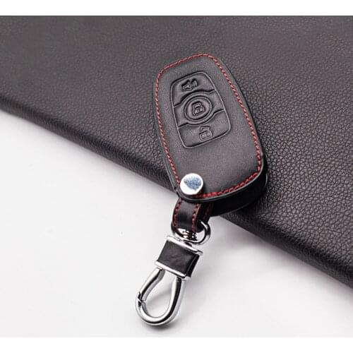 Carrying Genuine Leather Car Key Fob Cover for Great Wall Haval H6 2015 C50 Hoist Case Key Wallet Chain Protect Shell