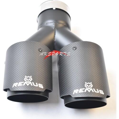 1PC Dual Left Side Matt Black Stainless Steel Exhaust Tip Straight End Tail Carbon Fiber Muffler Pipe