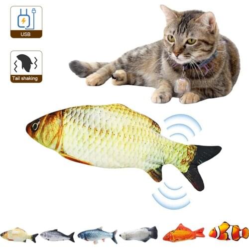 Electric Flopping Simulation Fish Cats Toy for Biting Chewing Kicking Funny Interactive Pets Toys USB Charging Fish Toy