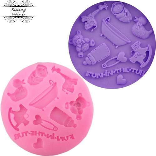 Baby / Trojan / giraffe / bear / duck / love cake decoration tool chocolate fudge mold silica gel cake mold