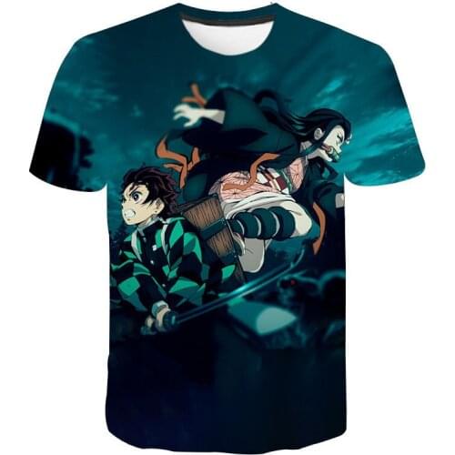 Japan Anime Demon Slayer T-shirt Anime Tees Men Women Children Streetwear Cool 3D Fahsion Cartoon Tops Kimetsu No Yaiba Clothes